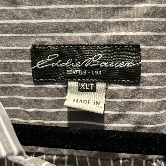 Like new soft cotton Eddie Bauer shirt gray and white stripe XL tall - Picture 2 of 6